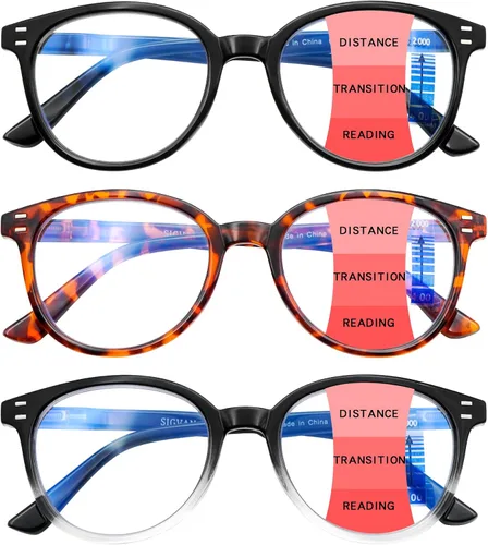 Vista 10 de SIGVAN Lentes de lectura progresivos multienfoque con bloqueo de luz azul, para mujeres y hombres, anteojos para computadora, lectores de bisagra