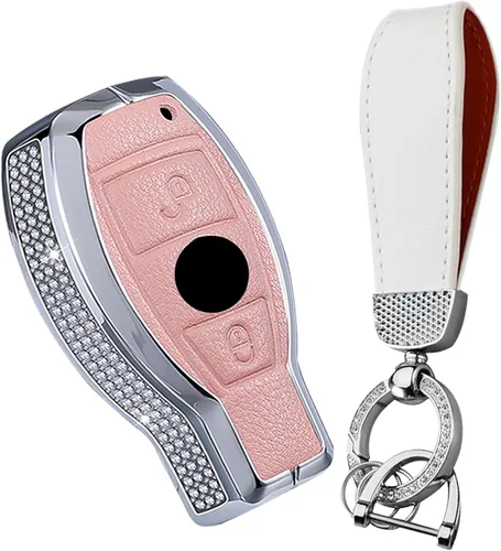 Vista 9 de ontto Funda para llavero de automóvil de 2 botones, de cuero, compatible con Mercedes-Benz A Class B, C, E, S, G, M, V, Clase CLA, GLA, GLC, GLE