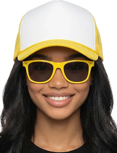 Vista 62 de Funky Junque Sombrero de camionero ligero Snapback de espuma de malla en Negro/Negro