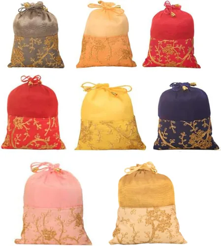 Vista 28 de Touchstone Drawstring Bags Indian Handcrafted Pouches Potli for Gifts Elefante_Multicolor (paquete de 20)