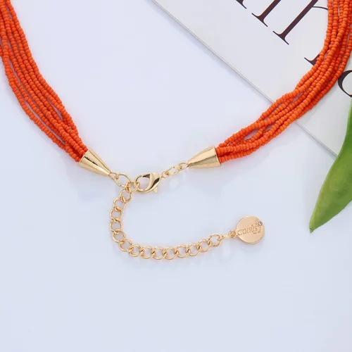 Vista 6 de Coiris Gargantilla de cuentas de semillas con dije de lágrima, collar de metal punk grueso para mujer, joyería