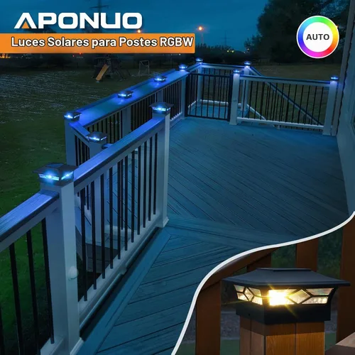 Vista 7 de APONUO - Paquete de 8 luces solares para postes que cambian de color para Negro