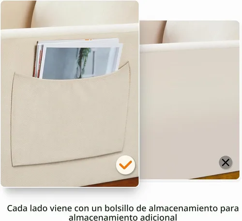 Vista 8 de Yaheetech Mecedora, moderna silla deslizante, sillón reclinable con patas de madera y bolsillo lateral, silla mecedora para guardería con respaldo