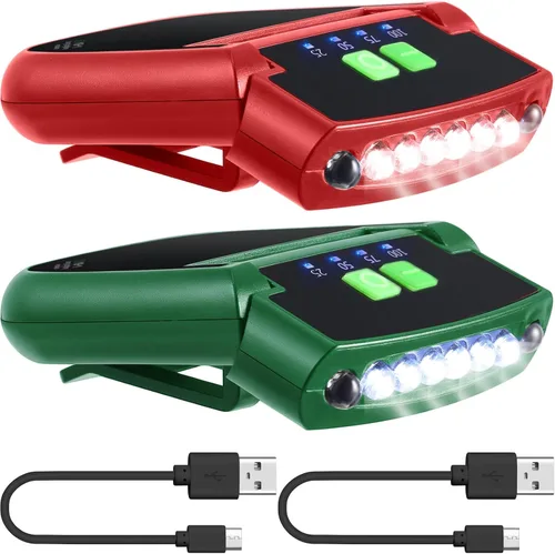 Vista 15 de Mudder Linterna LED con clip para gorra USB recargable, linterna impermeable ultra brillante para sombrero, linterna de cabeza para pesca