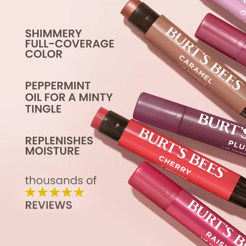 Vista 3 de Burt's Bees Shimmer - Juego de tinte labial tintado, hidratante para hidratación durante todo el día con acabado pigmentado brillante