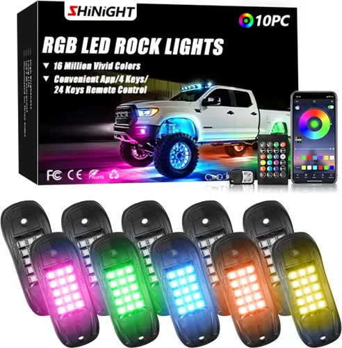 Vista 7 de SHINIGHT Luces LED de roca para camiones, kit de 6 cápsulas de luces para Jeep, kit de iluminación exterior con control de aplicación, modo