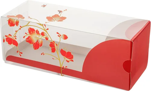 Vista 22 de Restaurantware Caja rectangular de plástico transparente Eclair, 100 unidades Naranja