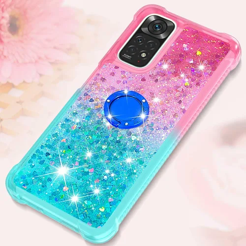 Vista 6 de Funda para teléfono Xiaomi Redmi Note 11S, funda para Redmi Note 11 4G, brillante efecto arena movediza TPU parachoques con cuatro esquinas cubierta