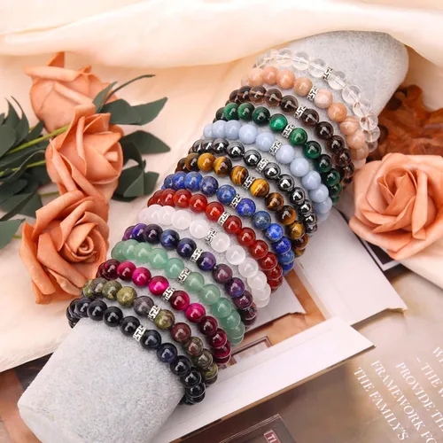 Vista 6 de BONNY BOXX Pulsera de piedras semipreciosas de 0.150.230.315 pulgadas (460.315 in) para hombres y mujeres, joyería