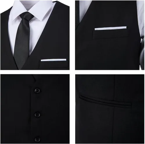 Vista 4 de Chaleco de traje para hombre, chaleco formal de vestir de negocios para boda