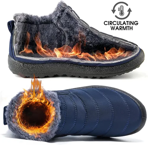 Vista 4 de Botas de nieve para mujer con forro de piel abrigadas impermeables cómodas con forro de piel para mujer para exteriores