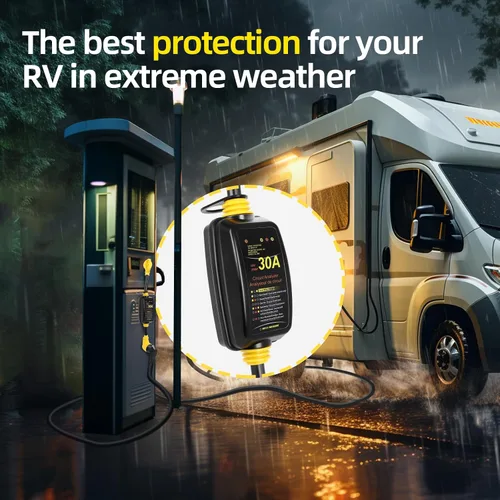 Vista 6 de FAHKNS Protector contra sobretensiones RV de 30 amperios, protector de potencia con protección contra sobretensiones de hasta 2100 julios