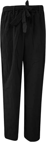 Vista 4 de DASAYO Pantalones largos casuales sueltos para mujer, bandas de lino, pantalones rectos lisos de talla grande, pantalones de moda, pantalones de yoga