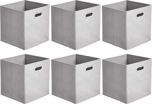 Vista 9 de Amazon Basics Contenedores organizadores de almacenamiento en forma de cubo plegables, paquete de 6, 10.5 x 10.5 x 11 pulgadas, negro