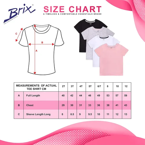 Vista 6 de Brix Camisetas de manga corta para niña, paquete de 4 camisetas básicas cómodas y suaves de cuello redondo.