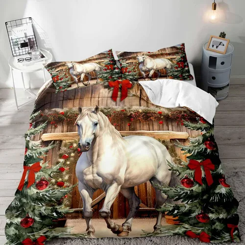 Vista 34 de LUVIVIHOME 2 piezas de funda de edredón de Navidad, juego de ropa de cama individual, ropa de cama rústica de cabaña, colcha de Navidad y Día