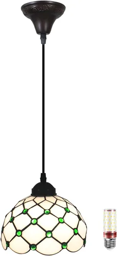 Vista 9 de Lámpara colgante de 8 pulgadas, lámpara de techo colgante de vitrales estilo Tiffany HT