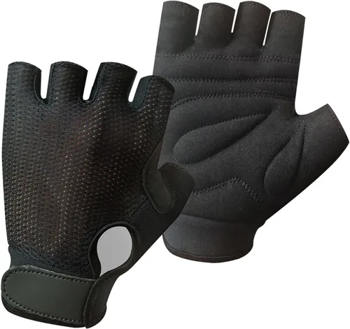 Vista 2 de Guantes de ciclismo de calidad superior Amara acolchados con palma para fitness, culturismo, gimnasio, silla de ruedas, autobús - 609 (609 negro, S)