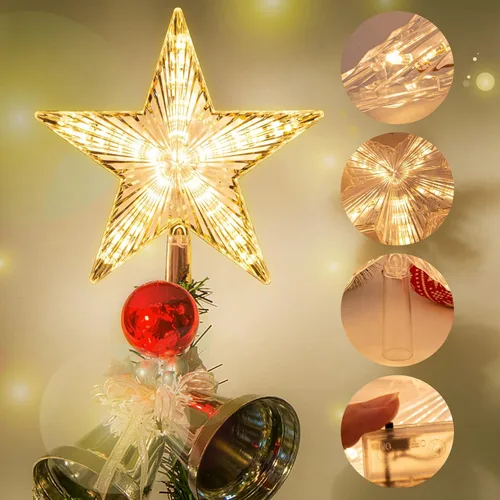 Vista 8 de DDcafor Decoración para árbol de Navidad con luz blanca cálida, ideal para decoración de árbol de Navidad, 8.7 pulgadas, funciona