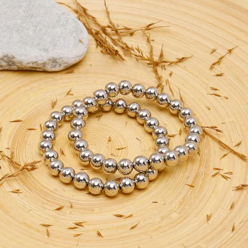 Vista 4 de Elegance 11 designs Brazalete grueso apilable de oro, pulseras elásticas de cuentas para mujer, pulsera apilada con cuentas