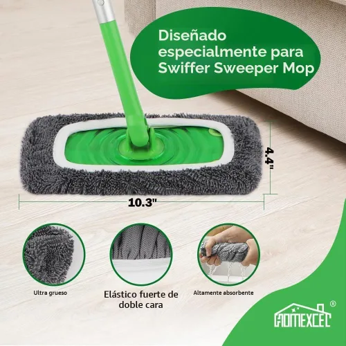 Vista 3 de HOMEXCEL Almohadillas de Trapeador de Microfibra Reutilizables Compatibles con Swiffer Sweeper-Paquete de 8 Repuestos de Almohadillas Húmedas