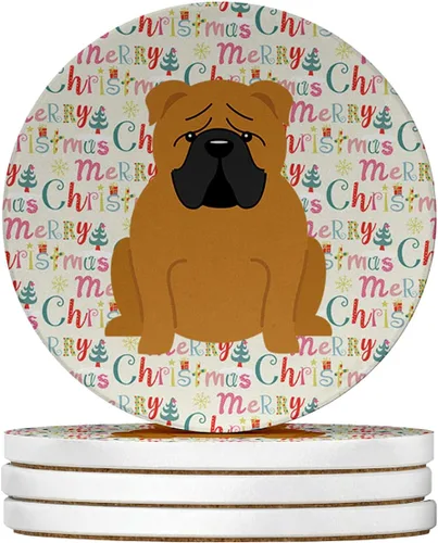 Vista 28 de Abyssinian Sand Terrier Merry Christmas - Posavasos grandes de piedra arenisca (4 unidades)