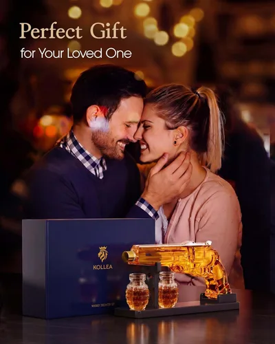 Vista 6 de Juegos de decantador de whisky con forma de pistola para hombres, juego de decantador de licor Kollea con vaso de disparo de pistola, regalos únicos