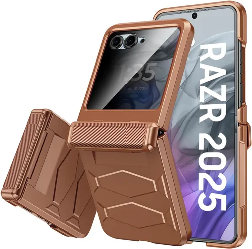 Vista 43 de Vizvera para Motorola Razr 2024 - Funda con tapa con bisagra, protector de pantalla incorporado, a prueba de golpes, funda todo en uno para Negro