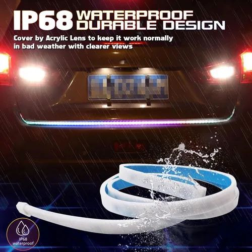 Vista 4 de x xotic tech Tira de luces LED flexibles multicolor de flujo secuencial, luces direccionales de circulación diurna, cola de freno, reversa, luz