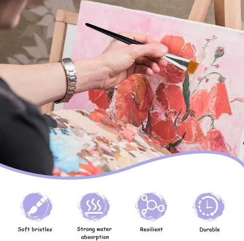 Vista 4 de 10 pinceles planos de pintura acrílica de 1 pulgada, pincel de pintura para acuarela, pintura al óleo, acrílico, arte de uñas, manualidades, pintura