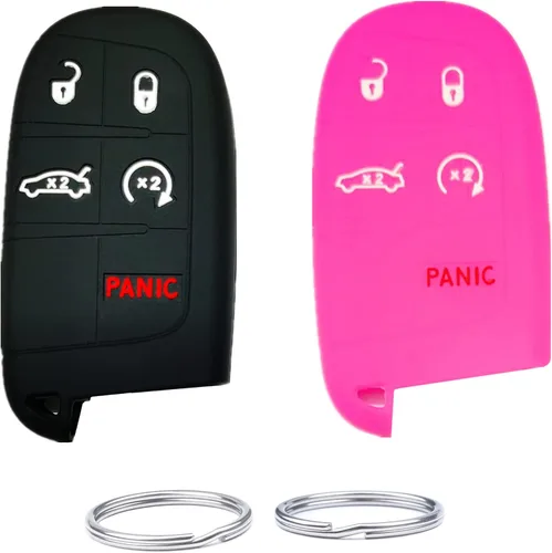 Vista 5 de Funda de silicona para mando a distancia con 5 botones para Jeep Grand Cherokee Dodge Challenger Charger Dart Durango Journey Chrysler 300. Número 2