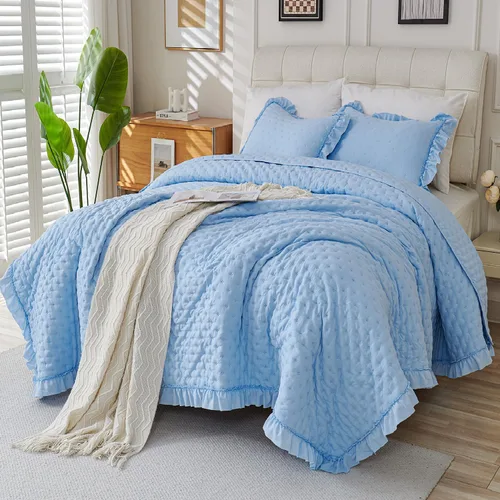 Vista 11 de Cmfshape Juego de edredón beige tamaño Queen – Ropa de cama ligera de hoja de palmera, edredón crema neutro, juego de edredón beige Queen y opción