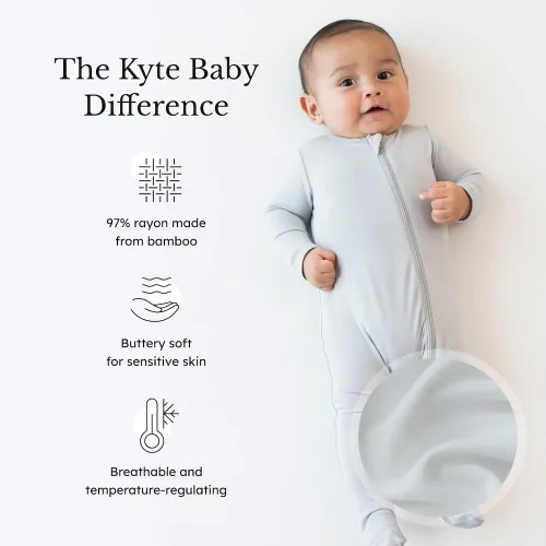 Vista 10 de KYTE BABY Pies unisex con cierre de cremallera, rayón hecho de bambú, 0-24 meses