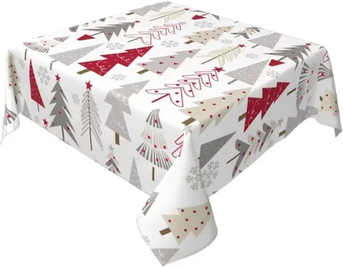 Vista 34 de Mantel floral azul marino de 54 x 54 pulgadas, mantel cuadrado de flores azul oscuro y blanco, mantel de poliéster para fiestas de vacaciones