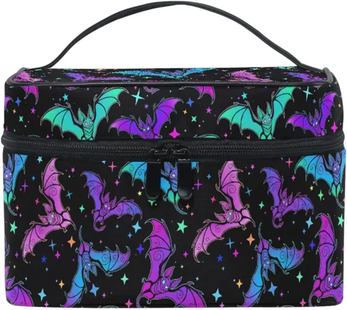 Vista 40 de Bolsa de Maquillaje, Estuche de Maquillaje Organizador de Viaje con Diseño de Calavera y Flores, Estuche de Cosméticos, Bolsas de Aseo para Niñas