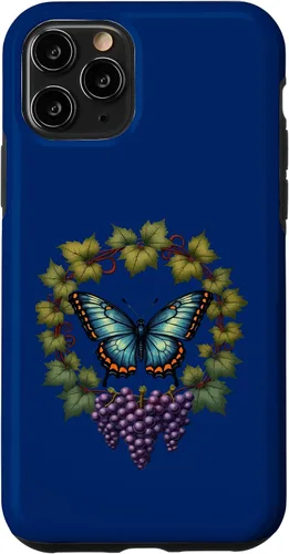 Vista 28 de Blue Winged Diana Fritillary Butterfly and Grape Vine Case for iPhone XR