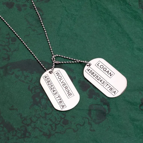 Vista 4 de Wolverine Logan 2 sided Dog Tags Stainless Steel Military Pendant Necklace