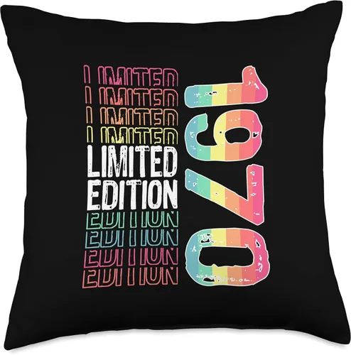 Vista 4 de Limited Edition Vintage 1970 Retro Birthday Throw Pillow