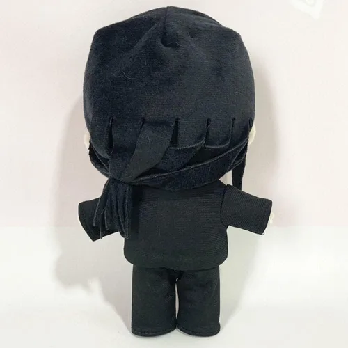 Vista 2 de JCvCX Peluche de niña de pelo negro con coleta corta, figura de anime, almohada suave para muñeca