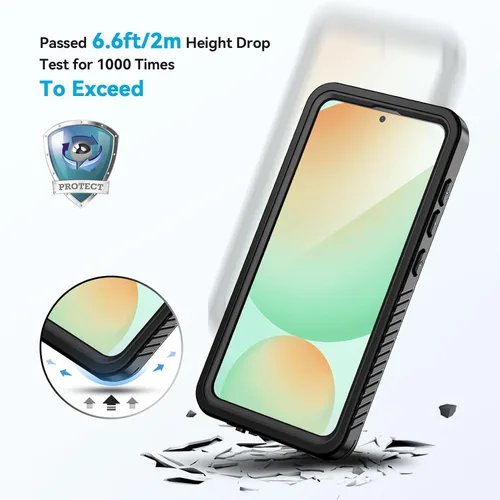 Vista 2 de Lanhiem Funda para Samsung Galaxy S24 FE, IP68 impermeable a prueba de polvo con protector de pantalla integrado, funda protectora de cuerpo Negro