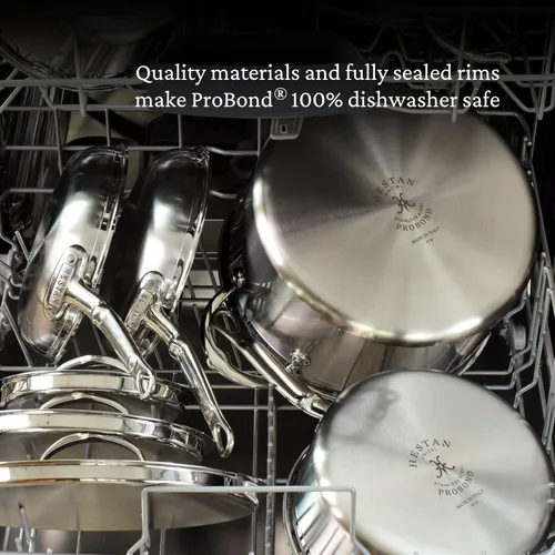 Vista 3 de Hestan - Colección ProBond - Sartén profesional de acero inoxidable revestido, compatible con placa de inducción, 3 cuartos de galón