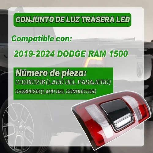 Vista 2 de Luz trasera LED sin punto ciego para Ram 1500 2019 2020 2021 2022 2023 2024