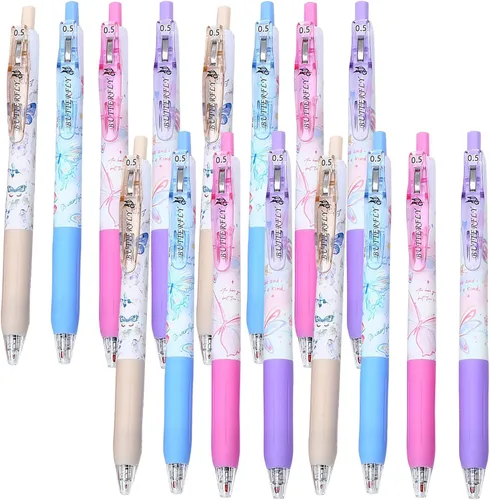 Vista 13 de 8 bolígrafos retráctiles lindos y estéticos, bolígrafos de gel con tinta para escribir con punta fina suave de 0,5 mm, bolígrafos de impresión