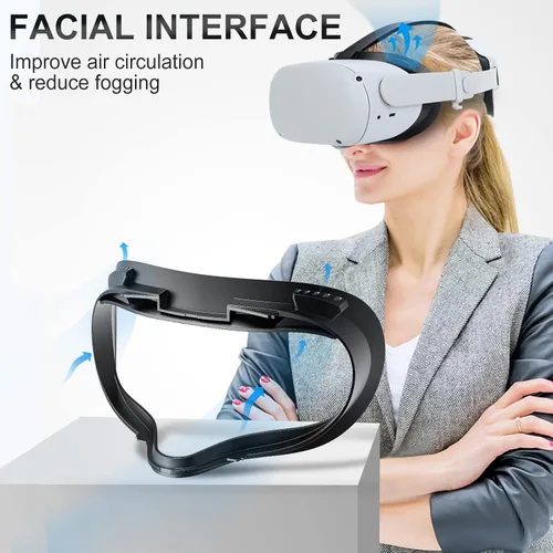 Vista 3 de SUPERUS Funda facial y cubierta para lente compatible con OculusMeta Quest 2 accesorios (negro)