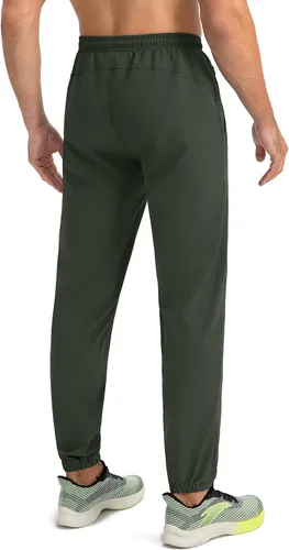 Vista 3 de SANTINY Pantalones deportivos ligeros para hombre, pantalones deportivos para correr, pantalones cónicos para hombre con bolsillos con cremallera