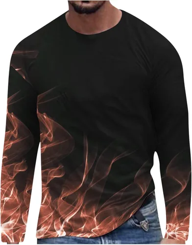 Vista 5 de Camisas casuales para hombre, de manga larga, con estampado de llama 3D, ajuste holgado, cuello redondo, sudaderas de otoño
