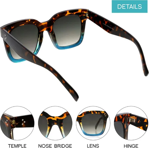 Vista 3 de zeroUV - Gafas de sol cuadradas retro de moda de gran tamaño para mujer estilo vintage 1.969pulgadas