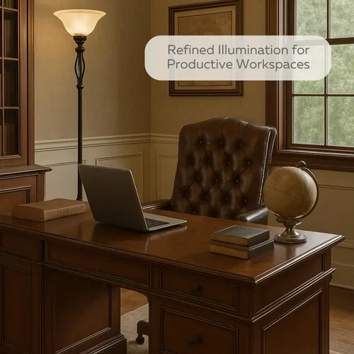 Vista 4 de LIGHTACCENTS Lámpara de pie de bronce con pantalla de cristal de alabastro remolino ámbar - Elegante lámpara de pie para decoración del hogar