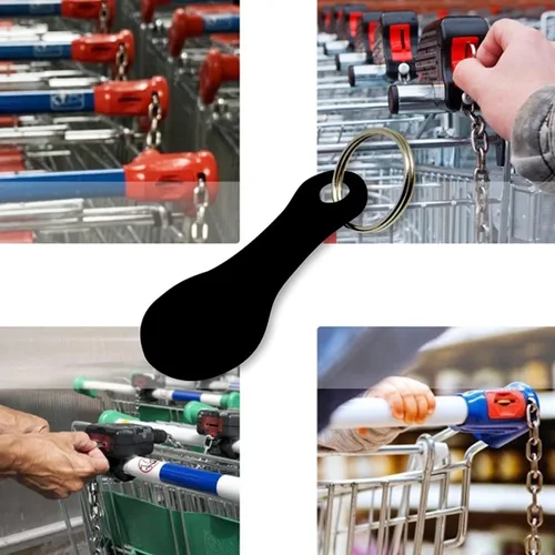 Vista 4 de 2 piezas de aleación de aluminio portátil Trolley Tokens Tokens llavero, llave de liberación de desbloqueo de carro para cambio de medidores