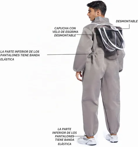 Vista 3 de ANDES Traje de apicultor de polialgodón a prueba de picaduras para hombre y mujer